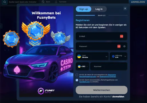 FunzyBets Casino Registrierung