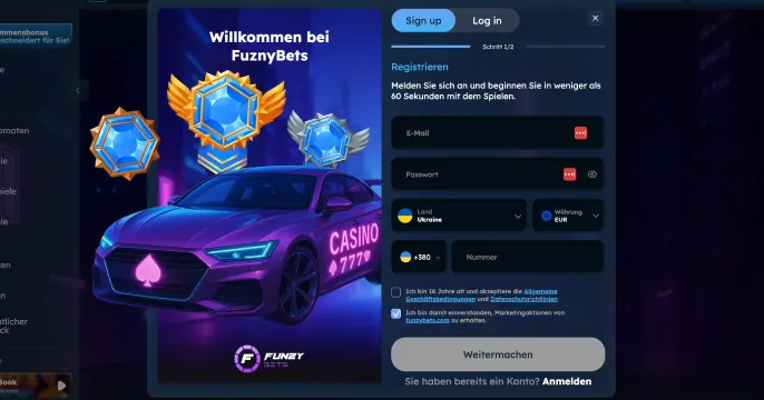 FunzyBets Casino Registrierung